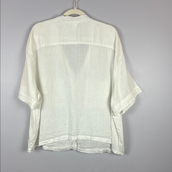 H&M 100% Linen White Blouse Short-Sleeved Relaxed Fit Size XXL - Picture 10 of 10